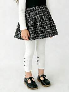 4 Pasang Legging Pendek Warna Polos Anak-Anak, Dengan Motif Hati, Gaya Manis & Imut, Kain Lembut Ramah Kulit, Cocok Untuk Sekolah, Pakaian Kasual dan Sehari-hari, Legging Tanpa Kaki Serbaguna untuk Musim Semi, Musim Gugur dan Semua Musim, Cocok Dipadukan dengan Seragam Sekolah - MultiWarna - View 6