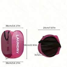 1pc Foldable Dirty Clothes Laundry Basket, Collapsible Dirty Clothes Storage Basket, Bathroom Dirty Clothes Hamper, New Style Laundry Basket With Handle - Multicolor white net - View 9