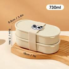 2pcs/Set 730ML Stackable Plastic Divided Lunch Box, Portable Reusable Oval Bento Box With Cute Cartoon Straps, Fruit Salad Food Storage Container For Meal Prep & Portion Control, Microwave Lunch Container, Suitable For Student And Adult Use In Home, School, Dorm, Office, Outdoor Camping, Picnic,Travel, Bakc To School - Multicolor - View 18