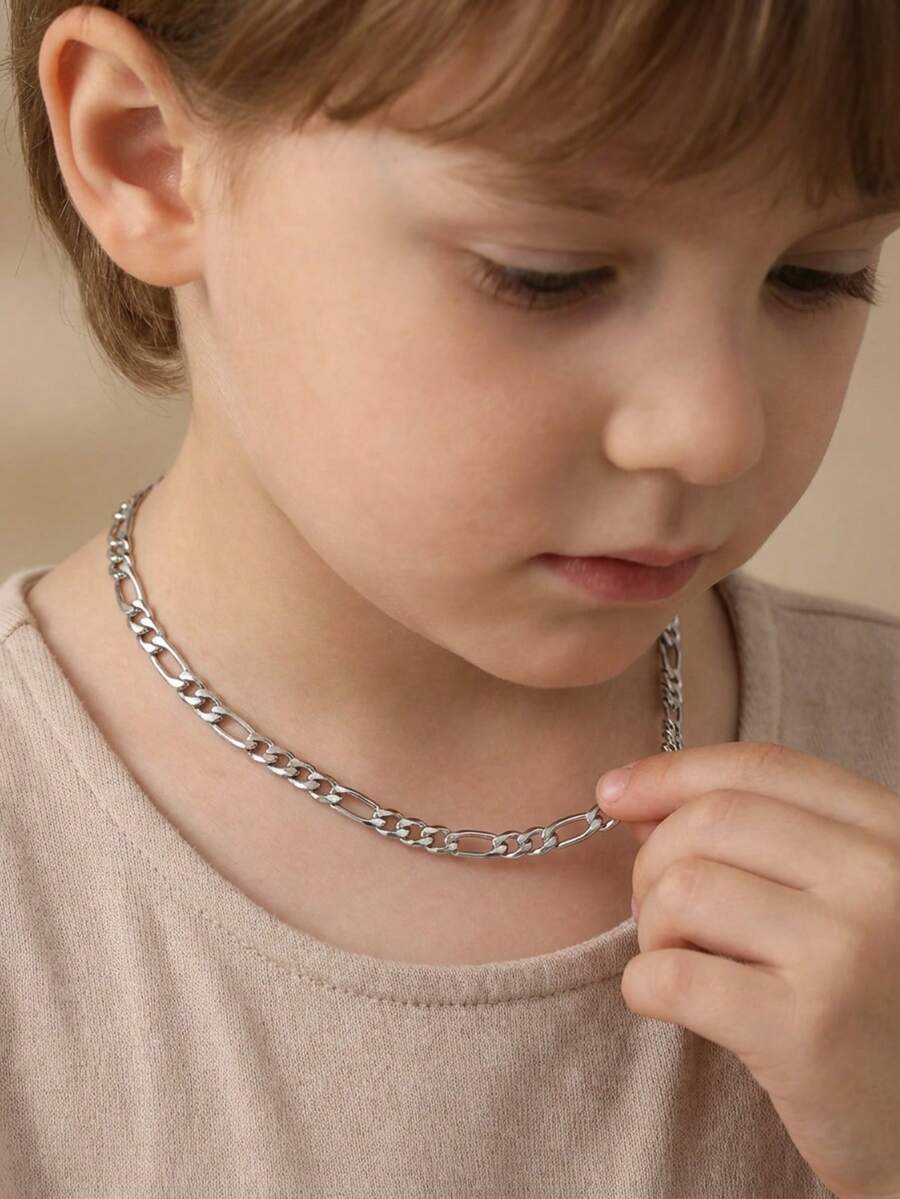 1pc Minimalist Elegant Silver Stainless Steel Fly Wheel Chain Necklace, Party/Hip-Hop/Street Jewelry Accessory, Gift For Family/Friends/Commemorative - Silver - View 1