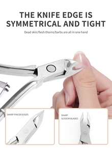 8pcs/6pcs/2pcs Professional Silver Dual-Head Cuticle Pusher And Cutter Remover, Salon Quality Stainless Steel Gel Nail Polish Scraper, Durable Professional Manicure Pedicure Cleaning Tools, Stainless Steel Silver Nail & Toe Cuticle Trimmer - Silver - View 2