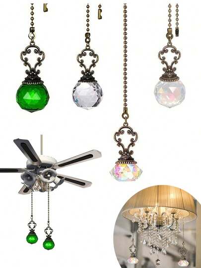 1件水晶灯吊扇装饰延长链，灯具和太阳能捕光器配件，水晶棱镜球复古吊坠延长链，适用于照明灯具和家居装饰，浴室吊灯，风扇台灯，吊扇灯，彩虹制造器，室内外家居花园装饰，送朋友的礼物