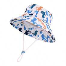 Dinosaur Baby Sun Hat, Toddler Bucket Hat, Wide Brim Children's Beach Hat, UV Protection, Unisex - Tricolor Dinosaur Short-brimmed Bowl Hat - View 4