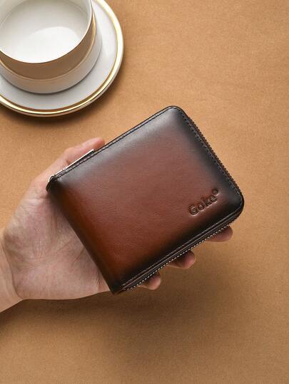 SHABILI Men's Vintage Short Zipper Wallet Young Men's Card Holder Coin Purse For Men Wallet Mini Wallet Purse Wallet Men Wallet Leather Small Wallet Teacher Accessories Vintage Wallet Vintage Purse Money Wallet