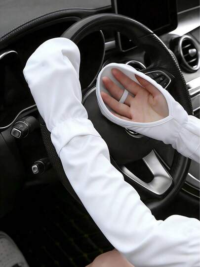 1 đôi ống tay chống tia UV, thiết kế hở ngón, thích hợp cho đạp xe và đi xe máy, nhẹ và thời trang, unisex.