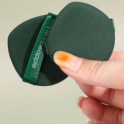 2 piezas de esponjas de maquillaje con forma de gota de agua de color verde oliva, para uso húmedo y seco, herramientas de belleza y maquillaje facial, adecuadas para el hogar y los viajes, unisex para piel normal