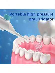 Water Flosser, Manual Dental Cleaner, Travel Portable Teeth Cleaning Device - Mint Blue - View 6