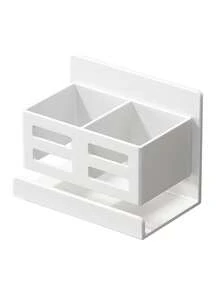 1pc Wall-Mounted Bathroom Storage Organizer Box, Can Hold Toothbrush, Razor And Beauty Tools - No Drilling Required, Durable Plastic Material, Multi-Layer Design, Space-Saving, Suitable For Sink Or Shower, Bathroom Accessories, Shower Caddy, Toothbrush Holder, Wall-Mounted Organizer Rack, Toothbrush Holder Stand - Multicolor - View 9