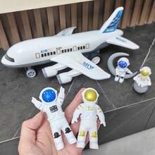 大型惯性白色客机、航天器、宇航员、太空飞船火箭模型玩具，儿童男孩新年/生日礼物 - 白色 - 查看 12