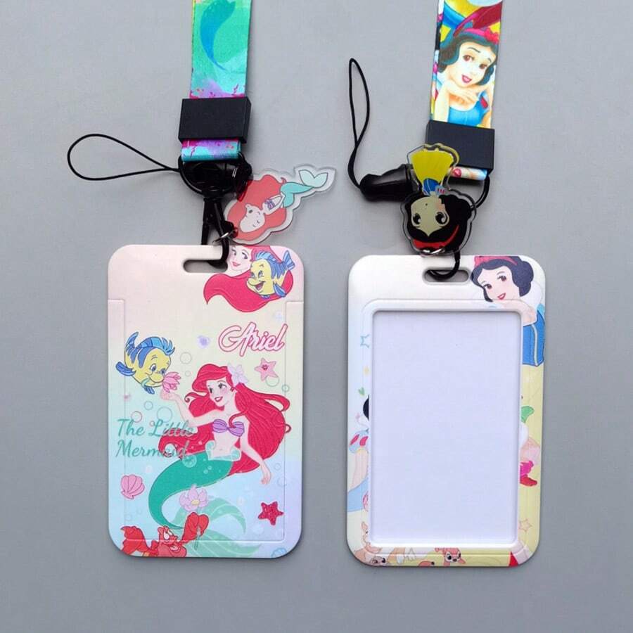 1pc Disney Cartoon Student Campus Meal Card Holder,  Long Lanyard ID Card Case, ID Badge Holder, Subway/Bus Pass Holder, Campus Card Holder, Kindergarten Card Holder, Back To School Student ID Card Holder [Lanyard+Clip], Card Holder Set + Lanyard, Campus Photo Frame, Student Stationery Meal Card, Bus Card - BX Card Set - View 1