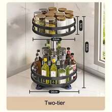 1pc 360° Rotating Spice Rack, Multifunctional Kitchen Seasoning Organizer Tray, No Drilling Required - Multicolor - View 5