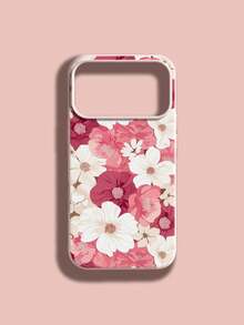 花朵图案时尚INS风精致粉白花卉液态硅胶软手机壳，防震保护，兼容 11/12/13/14/14Plus/15/15Plus/16/16Plus/7/8Plus/17/17Pro - 彩色 - 查看 1