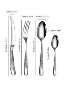 4/24/32pcs Stainless Steel Cutlery Set, Premium Cutlery Set Knives Spoons Forks, Reusable Tableware Set, Flatware Set For Daily Use, For Home Kitchen, Restaurant, Hotel, Banquet, Party, Weddings, Housewarming, Holiday, Kitchen Accessories, Festival Gifts - Black - View 3