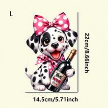 1pc/2pcs/3pcs Cute Polka Dot Puppy Pink Bow Bottle Heat Transfer Sticker - DTF Iron-On Patch, Suitable For T-Shirts, Hoodies, Jeans, Backpacks, Pillows | Easy To Apply, No Sewing Required - L - View 2