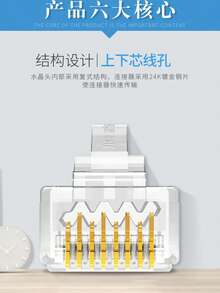 100個屏蔽 Cat5e RJ45 接頭,3針 50U 鍍金乙太網路壓接插頭,適用於重型工業網路線與戶外使用 - 查看 8