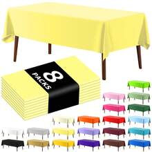 8 piezas Mantel desechable rectangular de unicolor, mantel de plástico PEVA impermeable y resistente al aceite para decoración de mesa de postres y fiestas - Multicolor - Ver 19