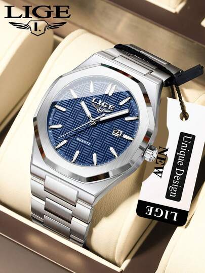  LIGE Women's Watch Top Brand Stainless Steel Watch Women's Sports Date Waterproof Quartz Watch Women's Chronograph Arabic Scale