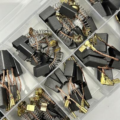 50-Piece Carbon Brush Replacement Kit, Heavy-Duty Metal Base, Suitable For Drills, Sanders, Grinders And Motors, Durable Motor Repair Parts