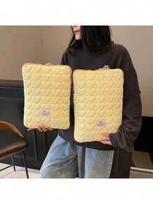 YOONI Túi đựng máy tính xách tay chần bông hình trái tim ngọt ngào theo phong cách Hàn Quốc, mềm mại và dễ thương, vừa với máy tính bảng và iPad 9,7" 10,2" 11", máy tính xách tay 13" 14" 15" 15,6", thích hợp cho đi học, đi làm, đi làm, là món quà lý tưởng cho bạn bè - Nhiều màu - Xem 12