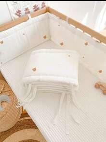 1pc Baby Crib Bumper Pad, All-In-One Soft Protective Rail, Infant Bed Fence, Newborn Cartoon Embroidery Cushion Crash Pad, Child Anti-Fall Safety Guard Rail - Multicolor - View 12