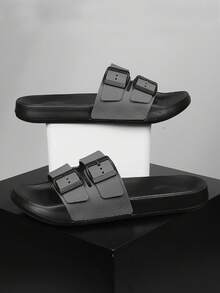 Dép đi trong nhà mùa hè cỡ lớn dành cho nam, có thể điều chỉnh, đế mềm mại, thoải mái, phù hợp với bàn chân rộng. - Xám - Xem 2