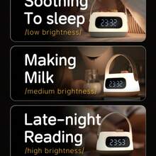 LED Digital Clock - Alarm Clock - Battery Powered With Adjustable Night Light, Snooze Alarm With Timer - US8 Rechargeable Sleep Timer 2000mAh Battery, Portable Design Suitable For Bedroom Bedside Lamp, Night Light Gift - Multicolor - View 3