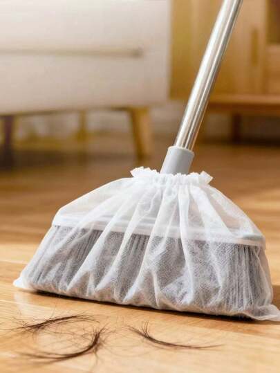 100 piezas Funda desechable para escoba, hecha de tela no tejida, toallitas de limpieza para escobas domésticas, puede eliminar la pelusa, resistente al desgaste, adecuada para la limpieza de pisos de personas encorvadas, bolsas adhesivas desechables para recolección de polvo estático