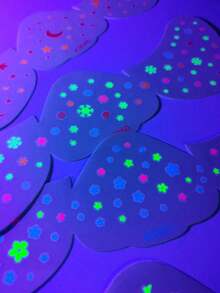 Tiebeauty 4pcs Glow-In--Dark Freckle Face Temporary Tattoos, Includes Heart, And Flower Patterns - Rave Parties, Cosplay Events And Neon Makeup, Shine Brightly And Stand Out - Multicolor - View 7