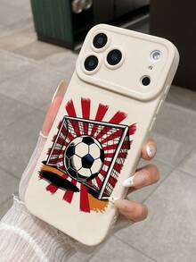 Funda de teléfono de TPU suave con protección de lente y diseño de celebración de gol de fútbol, diseño de fútbol rojo vintage radial, compatible con iPhone, adecuado para la Copa Mundial, partidos de fútbol, reuniones de fanáticos, cumpleaños, aniversarios y uso diario, versión internacional, no la versión nacional - Blanco - Ver 7