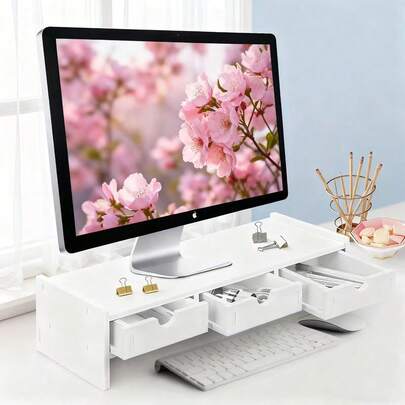 1 pezzo Supporto rialzato per monitor del computer, organizer da scrivania per ufficio, supporto sollevatore per monitor con cassetto, supporto per display