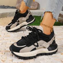 2026新款春季厚底厚底运动鞋，女士轻便软底休闲跑步鞋 - 黑色 - 查看 5