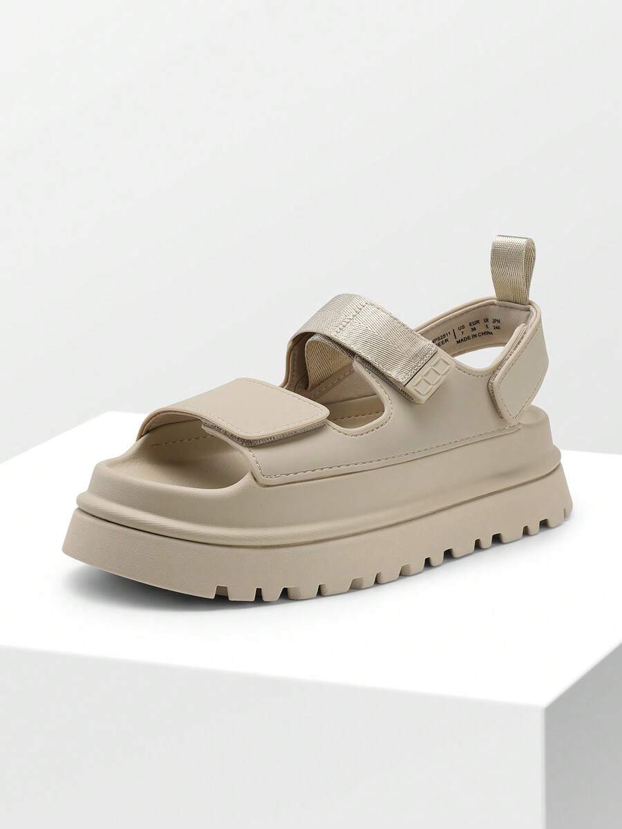 Sandalias de Plataforma para Mujer con Punta Abierta - Beis - Ver 1
