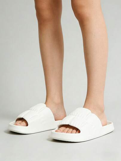 男女通用云朵泡泡拖鞋 - 绗缝加厚枕头拖鞋，柔软EVA鞋垫，防滑厚底，防水，适合室内外居家、沙滩、泳池、健身房 - 2025舒适露趾厚底拖鞋