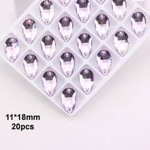 11*18mm, 20pcs/Pack, Flat Bottom Double Hole Exquisite Glass Rhinestones, Slim Teardrop Shape, For Sewing Wedding Dress, Handbag, Shoes Decoration, Jewelry Making Accessories - 11*18mm 20pcs - View 24