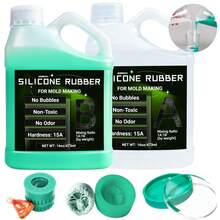 High Flexibility Heat Resistant Silicone Rubber, 32oz/6.76oz Green Non-Stick Mold Making Material For Resin, Candle, Gypsum And Jewelry Casting, Perfect For Complex Details & Carving Projects - Green - View 2