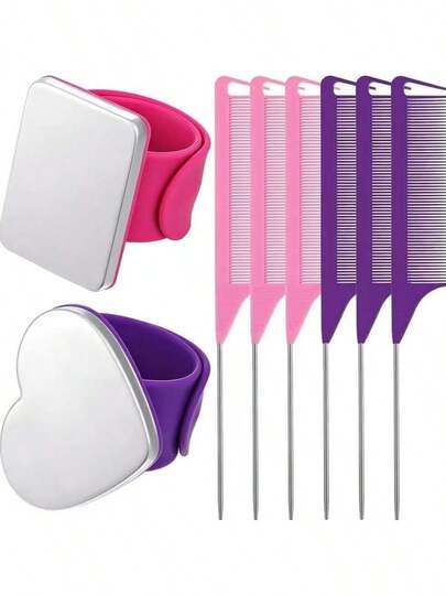 Set de 4 piezas para peinado, incluye moldeador de moño, pasadores, peine de cola, ideal para peinados de niñas, artículos de belleza esenciales para viajes, gran regalo para niñas