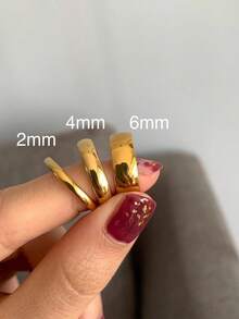 Set de 3 anillos sólidos minimalistas, aptos para uso diario - Multicolor - Ver 3