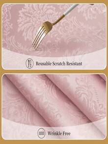 1件装防水防溅提花桌布，图案精美，涤纶材质，可水洗，适用于各种用餐场合，包括晚餐、厨房、餐桌、家庭聚会、日常用餐、节日、婚礼、感恩节、生日、斋月或正式活动 - 粉色 - 查看 6