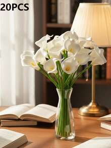 13.4" Artificial White Silk Calla Lily Flowers, Suitable For Mother's Day, Easter, Home, Kitchen, And Weddings - White - View 12