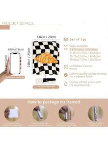 1 יחידות בד ציור קיר בסגנון קרואסון - פוסטר מטבח בנושא אביב/קיץ מינימליסטי וינטג', אמנות קיר, אמנות אוכל פנימית, עיצוב בית ייחודי, מתאים לחדר אוכל ולמטבח - ריבוי צבעים - ראה 15