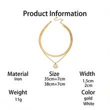 1件装时尚百搭经典金色麦穗耳环项链，搭配白色四叶草吊坠，女士款 - 白色 - 查看 6