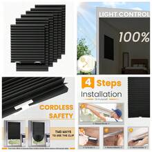 6 Packs Blackout Blinds, Temporary Blinds For Windows, Easy To Cut And Install, Window Shade 36" W X 72" L, Black Out Window Cover With 12 Clips, Black - Black - View 2