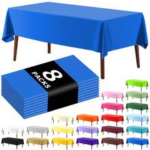 8 piezas Mantel desechable rectangular de unicolor, mantel de plástico PEVA impermeable y resistente al aceite para decoración de mesa de postres y fiestas - Multicolor - Ver 25