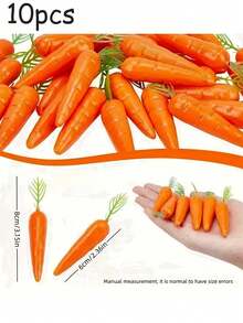 100pcs/10pcs Mini Plastic Foam Carrots, Realistic Artificial Carrot Models, Fake Vegetables, For Spring Easter Decoration, Spring Home Desktop Decor, Party Decoration, DIY Hanging Craft Decor - Multicolor - View 2