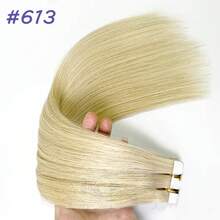 Tóc nối thẳng dạng băng dính màu đen tự nhiên, dài 26 inch, keo dán vô hình, làm từ tóc người Brazil Remy, 20 miếng/gói - Nhiều màu - Xem 24