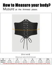 1pc Women's Elegant Black Sexy Printed Tie-Up Waist Cincher, Versatile For Daily Wear Or Holiday Party Occasions - Black - View 5