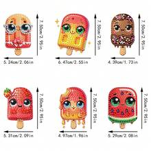 6pcs Diamond Art Fridge Magnets, Summer Ice Cream Diamond Painting Decor, DIY Diamond Painting Magnet Kit For DIY Crafts, Gifts, Fridge, Mailbox Decoration - View 2