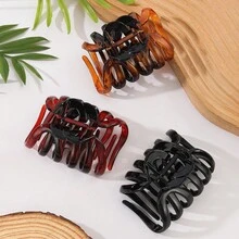 3 Paquetes/1 Paquete, Pasador de cabello de bandeja para mujer, Material de PC, Resistente a la caída, Garra grande, Adecuado para volumen de cabello, Diario, Hogar, Accesorios para el cabello tipo garra, Pinzas de moda, Pinzas de cabello elegantes, Pinzas para el cabello de mujer - Multicolor - Ver 8
