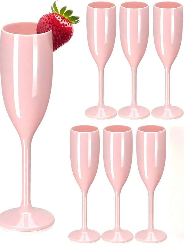 1/3/6/12/24 Pcs Sweet Girl Exclusive Pink Acrylic Stemless Wine Glasses, Minimalist & Elegant, Birthday Party Photo Prop Cocktail Glasses, Restaurant Beverage Cups, Party Supplies, Crystal-Like Quality, Party Decor, Themed Party Exclusive Cups, Outdoor Wedding Unbreakable Cups