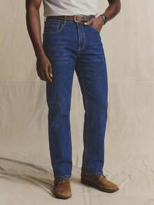 Men's Stretch Slim Straight Leg Business Casual Jeans, Slant Pocket Design, Versatile For Daily Wear - Blue - View 5
